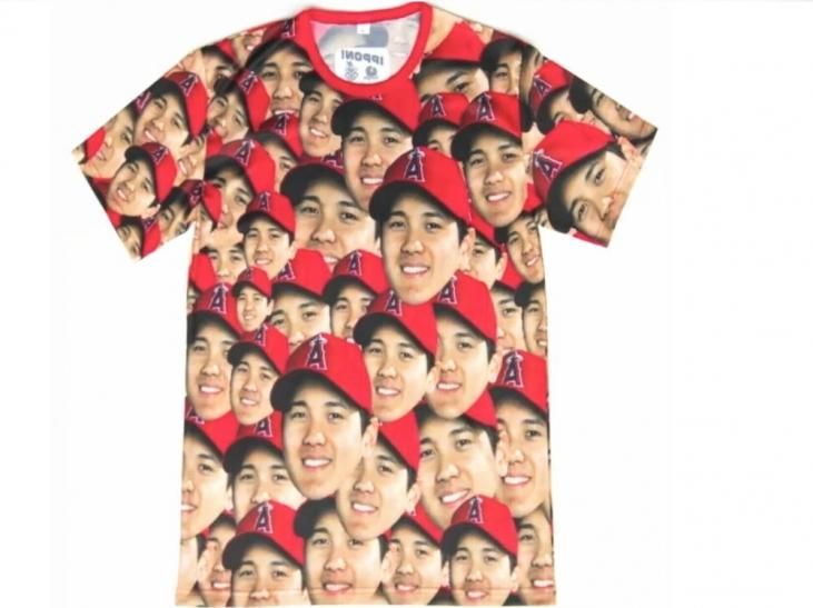 大谷翔平 顔だらけ Tシャツ 球場配布 スーベニア ロサンゼルス