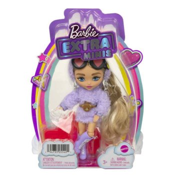 バービー エクストラ ミニ ドール ブロンド ロングヘア パープルのフラッフィーアウトフィット ドール 人形 Barbie Extra Minis Doll