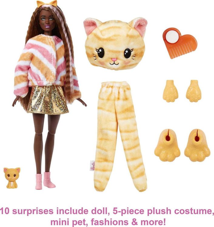 キュートアップ！きぐるみバービー 子猫 黒人ブラック Barbie Cutie Reveal Dolls with Kitty Plush  Costume l - FAR-OUT