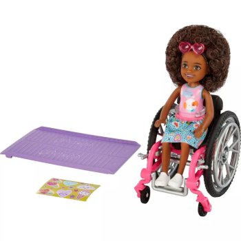 バービー チェルシー 車椅子 人形 ドール 黒人 Barbie Chelsea Wheelchair Doll Puppy Shirt
