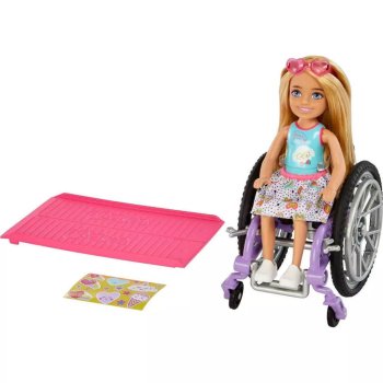 バービー チェルシー 車椅子 人形 ドール ブロンドヘア Barbie Chelsea Wheelchair Doll Sweets Dress