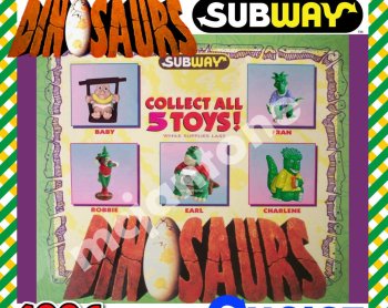 恐竜家族 Dinosaurs サブウェイ ミールトイ 5点コンプリートセット PVCフィギュア ディズニー 1995年 Subway