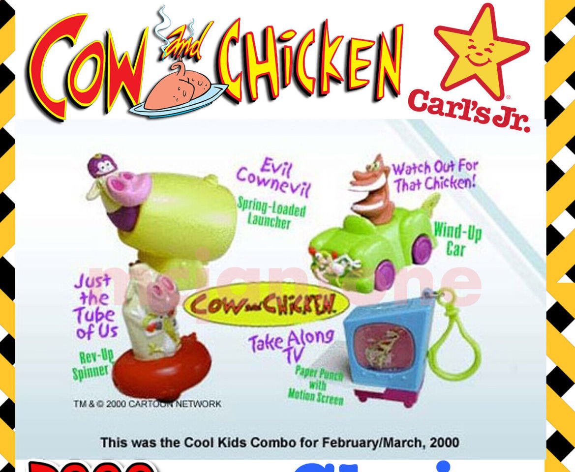 カウ&チキン Cow and Chicken カールスジュニア Carl's Jr ミールトイ 4点コンプリートセット 2000年 - FAR-OUT