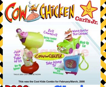 カウ&チキン Cow and Chicken カールスジュニア Carl's Jr ミールトイ 4点コンプリートセット 2000年