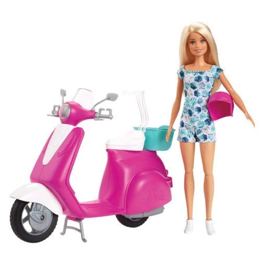 バービー ピンクのスクーター付き プレイセット ドール 人形 マテル 