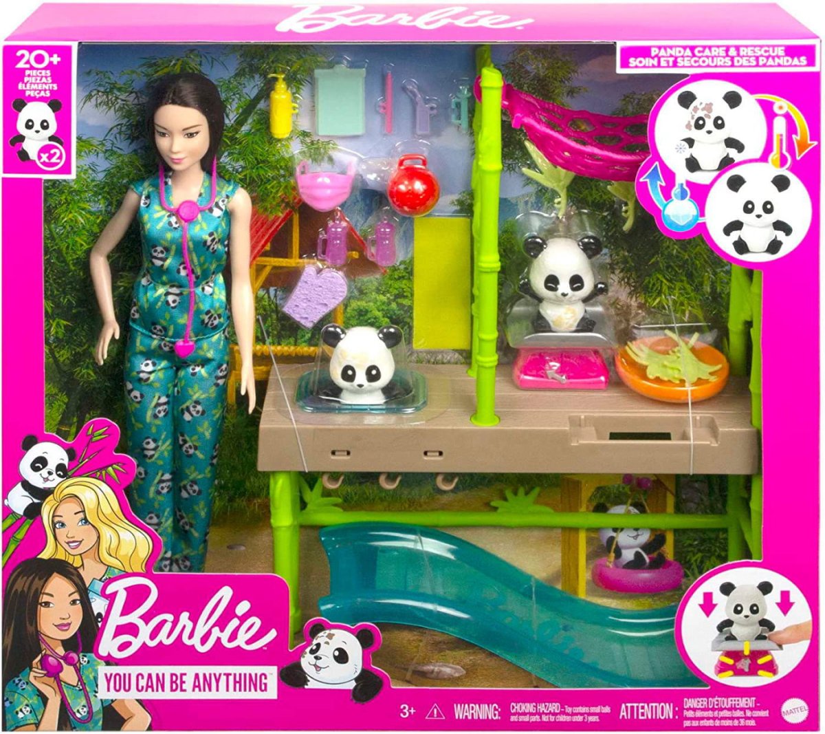 バービー パンダ 獣医 ドール 付き プレイセット 人形 You can be anything Barbie Panda Care and  Rescue Vet Doll Playset - FAR-OUT