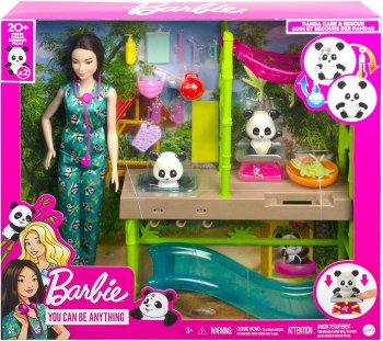 バービー パンダ 獣医 ドール 付き プレイセット 人形 You can be anything Barbie Panda Care and Rescue Vet Doll Playset