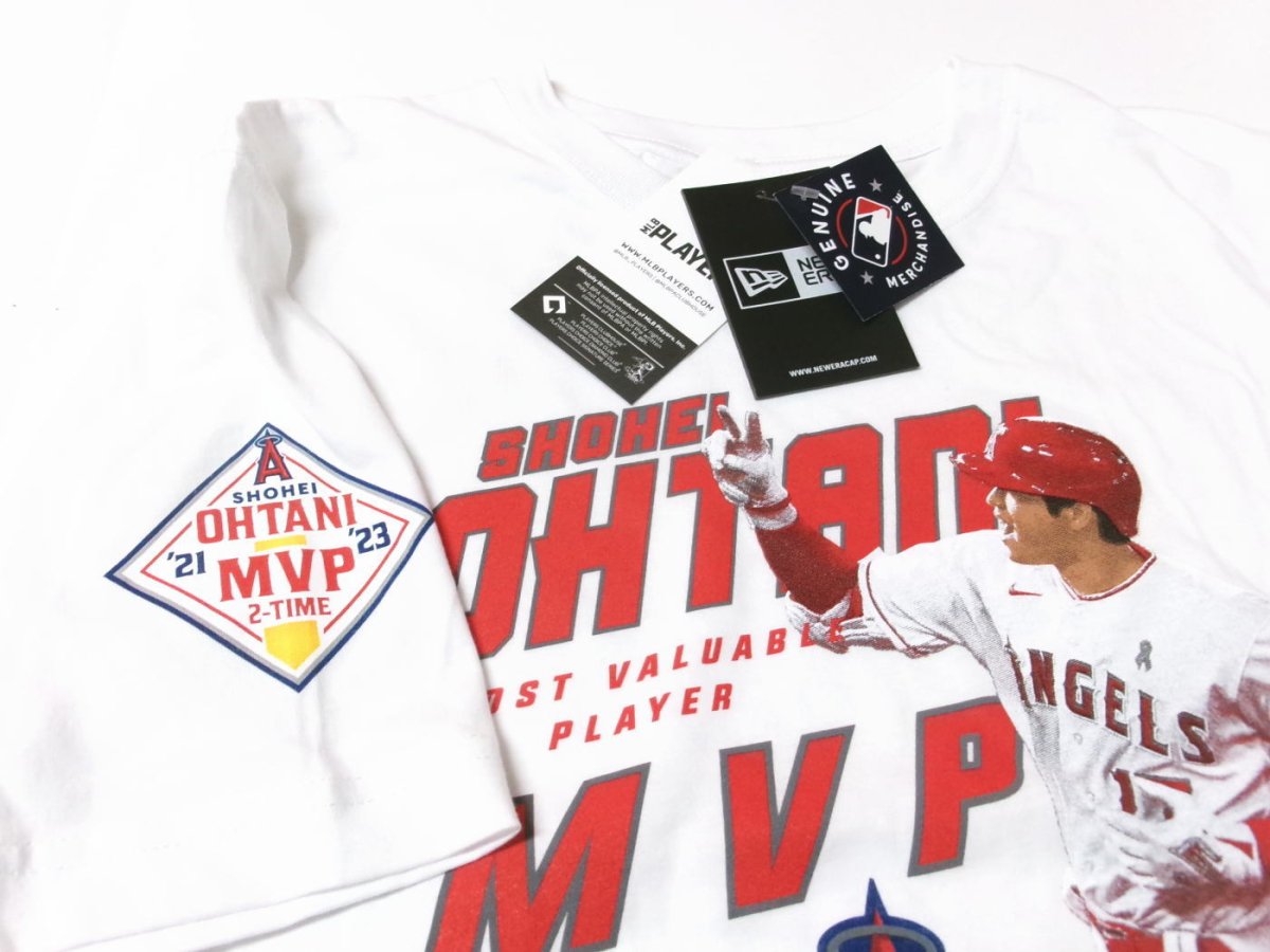 大谷翔平選手 2023年 MVP受賞記念 Tシャツ 白 メンズ Sサイズ ニューエラ New Era MLB Shohei Ohtani MVP  T-Shirts エンゼルス球場限定 - FAR-OUT