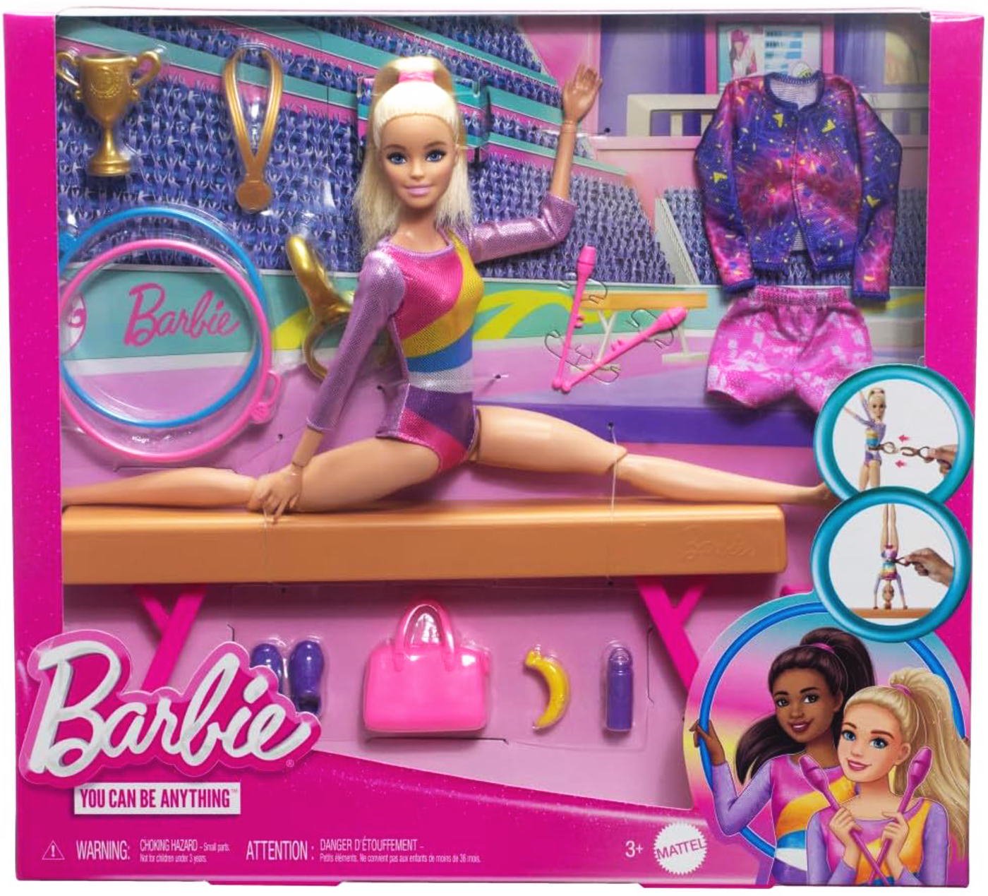 バービー 体操選手 平均台 着せ替え付き 競技会 プレイセット ドール ブロンドヘア Barbie Gymnastics Playset You  can be anything - FAR-OUT