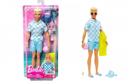 Сӡ  ӡեå ɡ ꡼դ Barbie Ken Beach Day with Swim Trunks and Accessories Doll 