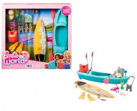 Сӡ  å եܡ ޡ ꡼դ ץ쥤å Barbie World Makin' Waves Kayak and Surf Playset