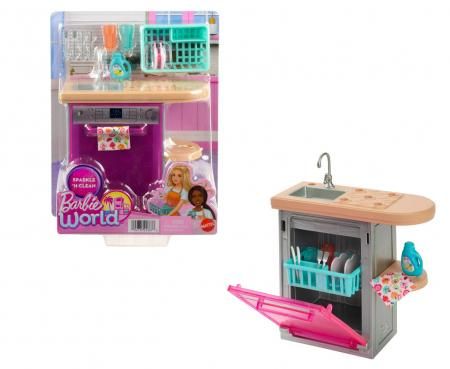 Сӡ  ǥå奦å㡼  ꡼դ ץ쥤å ȶ Barbie World Sparkle N Clean Dishwasher Playset