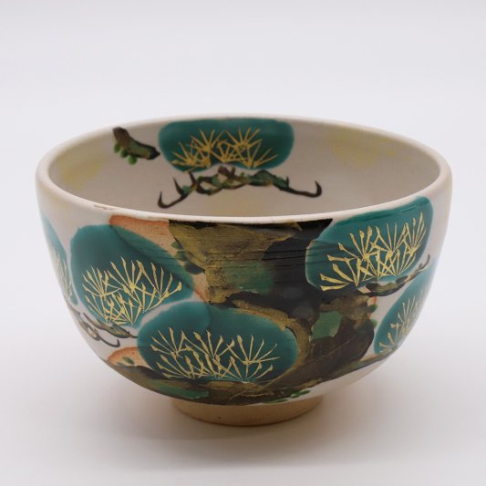 八木徹（海峰・八木海峰窯）茶碗「白釉 松」 - 京都色絵陶芸協同 