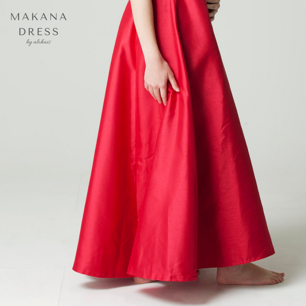 【MAKANA DRESS】DRESS】American Sleeve Fern Lace アメリカンスリーブフェーンレース(レッド)[オーダードレス]