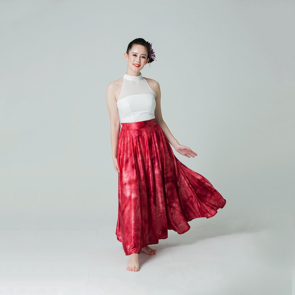 【MAKANA DRESS】グラデーションフレアスカート(赤)[オーダードレス]