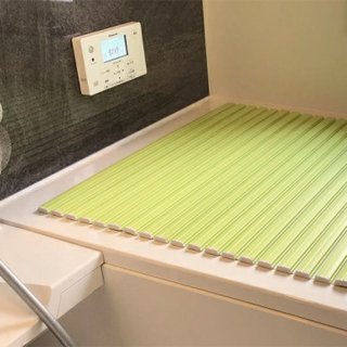 日本製 風呂ふた フレッシュ 70×120cm オレンジ グリーン (700×1200mm) 抗菌・防カビ加工 シャッター式 風呂フタ ふろふた フロフタ 巻ふた