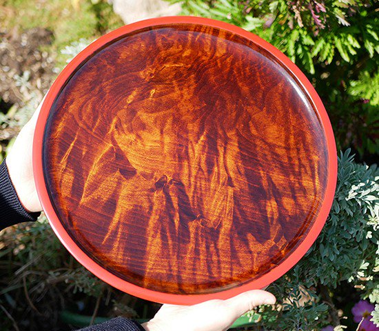 丸盆 渕赤 33㎝ 木製 国産 漆塗り - japanyamatomi | 漆器山富