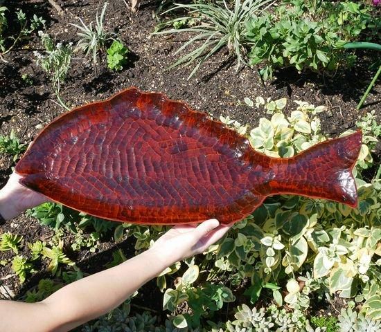 大きな魚のプレート 栃 ノミ打 59㎝ 木製 国産 漆塗り