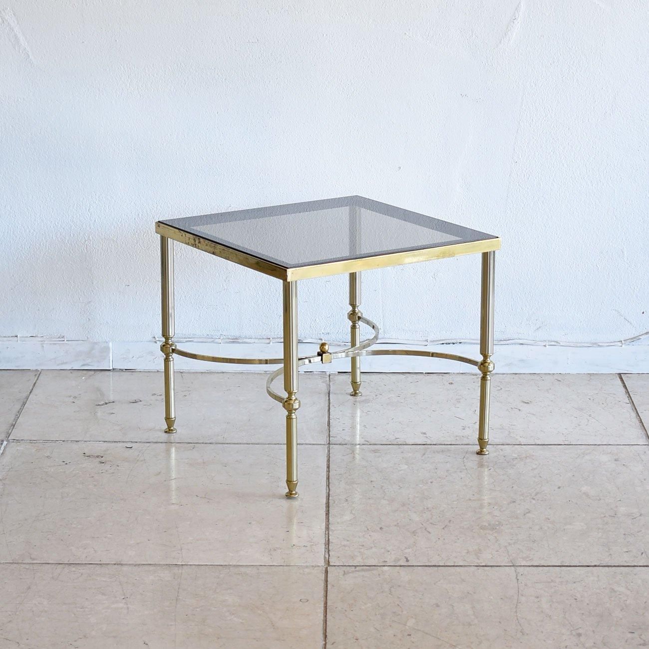 1950s アンティーク ブラックガラストップテーブル 真鍮 1950s アンティーク ブラックガラストップテーブル 真鍮