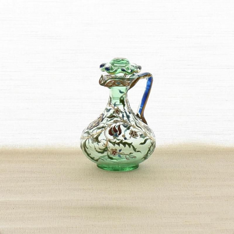 アンティーク　エミールガレ エミール・ガレ「薊にロレーヌ十字扁壷型リキュールグラス 30ml