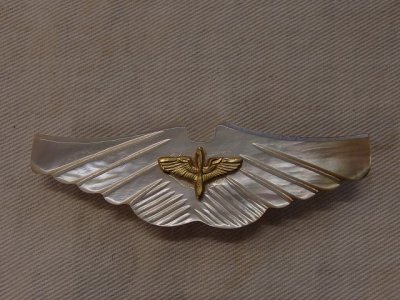WW2 USAAF WHITE SHELL PROPELLERxWING PINS190508