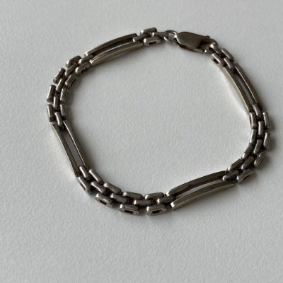 ITALY 925 SILVER SQUARE CHAIN BRACELET230616