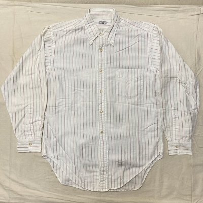 60-70s HOLBROOK Stripe Cotton Shirt/ 15 1/2-33 230828