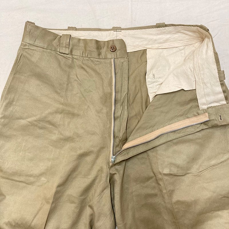 60s US ARMY COTTON KHAKI CHINO PANTS / 32x31 ＊230830＊ - SEARCHLIGHT