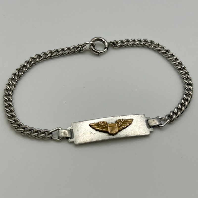 US AAF/AF PILOT WING STERLING SILVER ID BRACELET ＊231016B＊ - SEARCHLIGHT