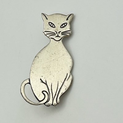 CAT STERLING SILVER PIN 240205B