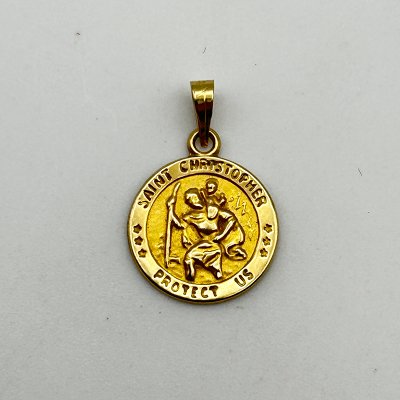 St.CHRISTOPHER 14K GOLD MEDAI CHARM TOP 240208D