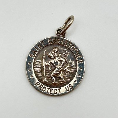 St.CHRISTOPHER MEDAI STERLING SILVER CHARM TOP 240312B