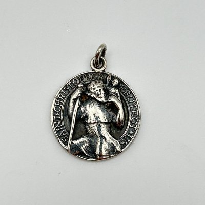 St.CHRISTOPHER MEDAI STERLING SILVER CHARM TOP 240312C