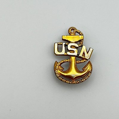 USN CPO ANCHOR INSIGNIA STERLING SILVER & GOLD FELLED PINS 240314