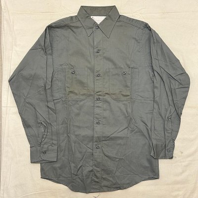 60's GRAY COTTON WORK SHIRTS/DEAD STOCK/ S 240314