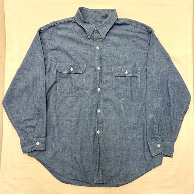 60's Cotton Chambray WORK Shirt / L  240328