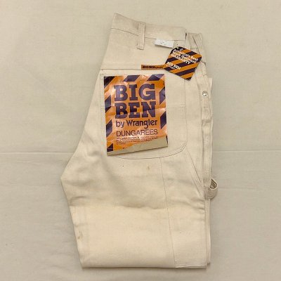 60s BIG BEN by Wrangler White Dungarees PAINTER PANTS /  29x32 240422A