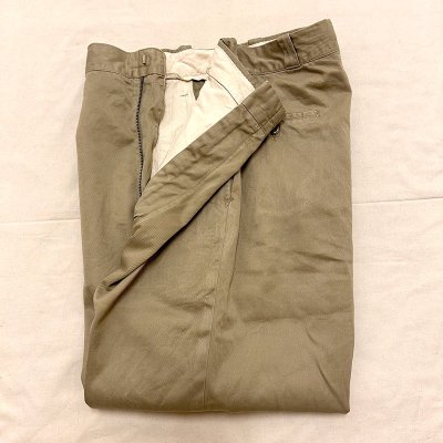 60's US ARMY COTTON KHAKI CHINO PANTS / W34 240603B