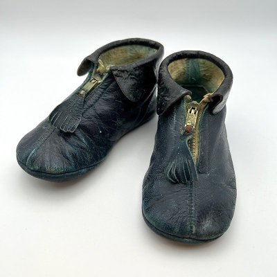 40's BLUE LEATHER BABY SHOES 240606A
