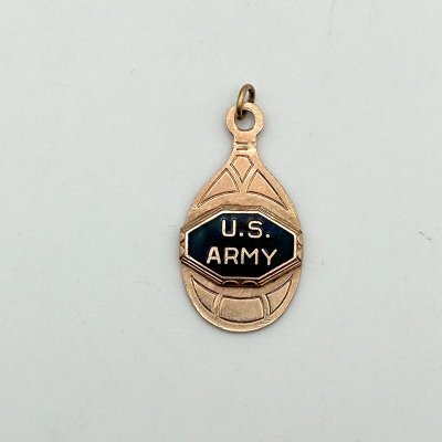 US ARMY ROUND SHAPE GOLD FILLED CHARM 240725F