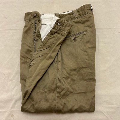 60's US ARMY COTTON KHAKI CHINO PANTS / 32x31 240731D