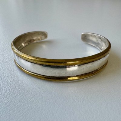 LATON MEXICO 925 SILVER & BRASS CUFF BANGLE 241028D