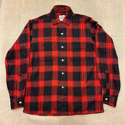 60s Wellington PLAID WOOL/NYLON SHIRTS / S 241029A