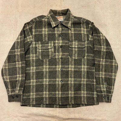 50s Buck Skein PLAID WOOL SHIRTS / M 241029C