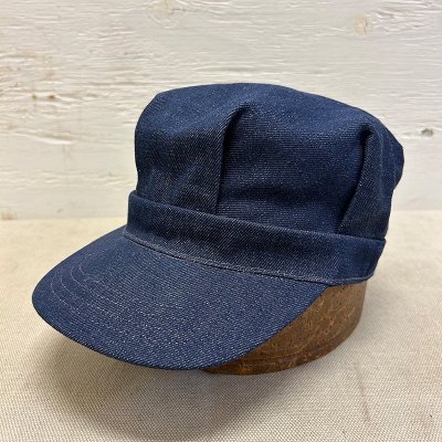 70-80's DENIM WORK CAP, USADead Stock /LARGE/ 57.5cm 241128