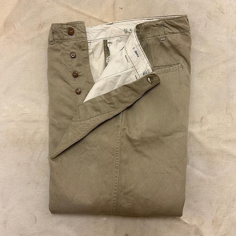 50s U.S ARMY chino trousers 45カーキ アメリカ軍 1950年代 USアーミー 45カーキ チノパンツ サイズ w 29インチ