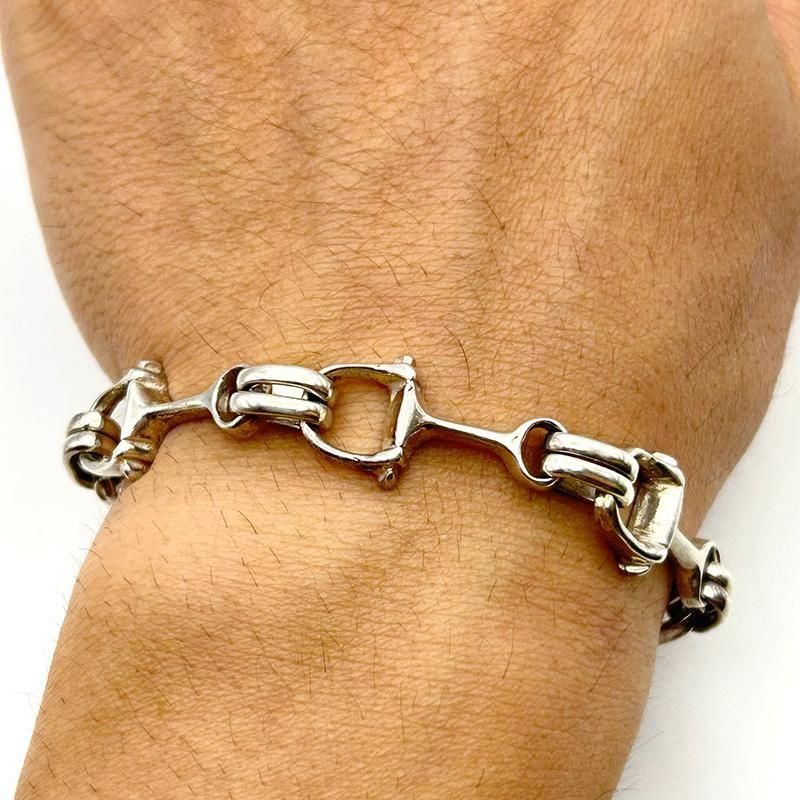 アクセサリー Vintage Silver Toggle Chain Bracelet 925 Vintage Silver Oval Chain bracelet Toggle Clasp T-bar End
