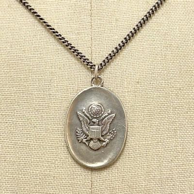 US ARMY INSIGNIA STERLING SILVER CHARM w/Chain 250822A