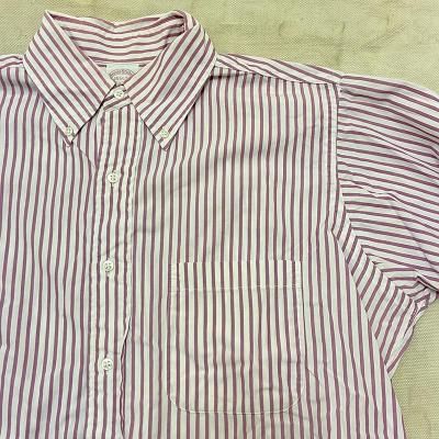 USA BROOKS BROTHERS PURPLE STRIPE COTTON SHIRTS/ 15.5 250919E