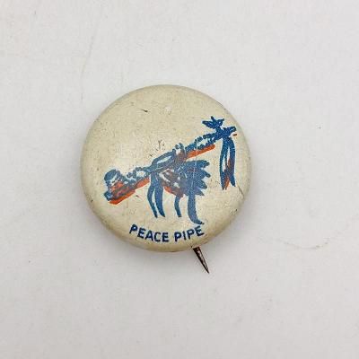 -50's PEACE PIPE TIN BUTTON / S 251008L